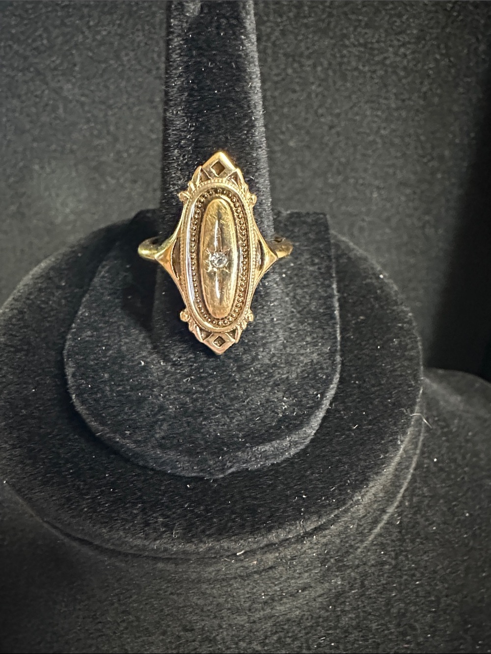 Vintage 1976 Avon Adjustable  Gold-Tone Kensington Ring with Rhinestone Center